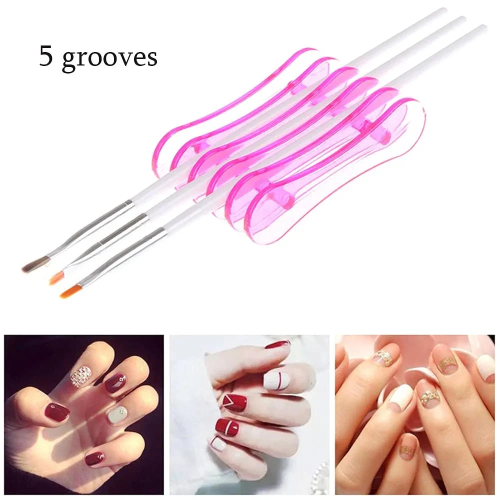 5 Grids Nail Art Painting Brush Holder Manicure Brush Rack Painting Pen Rest Display Stand UV Gel Brush Shelf Nails Accessories