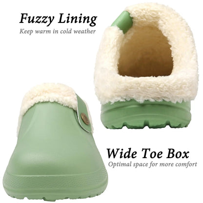 Bebealy Casual Women Garden Shoes Warm Fluffy Men Slippers Winter Waterproof Outdoor Antiskid Slippers Classic Leopard Slippers