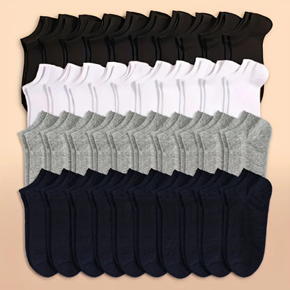 10/20/30/40/60 Pairs Of Unisex Solid Color Socks Comfy Breathable Soft Sweat Absorbent Socks For Daily And Outdoor Wearing