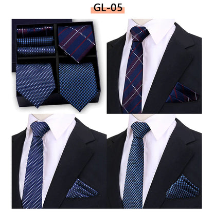 Luxury Men's Tie 3 Sets In Gift Box Paisley Striped Necktie Handkerchief For Men Gravata Wedding Formal Clothing Accessories