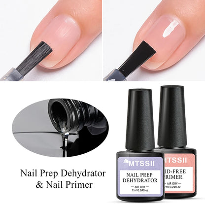 Acrylic No-acid Primer Nail Prep Dehydrator Nail Art Set With Gel Base And Top Coat Soak Off Gel Nail Polish Manicure Tool Kit