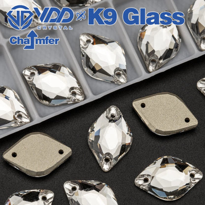 VDD High Quality K9 Glass Sew On Rhinestones Chamfer Sewing Clear Crystal Flatback Stone For Clothes Accessories Wedding Dress