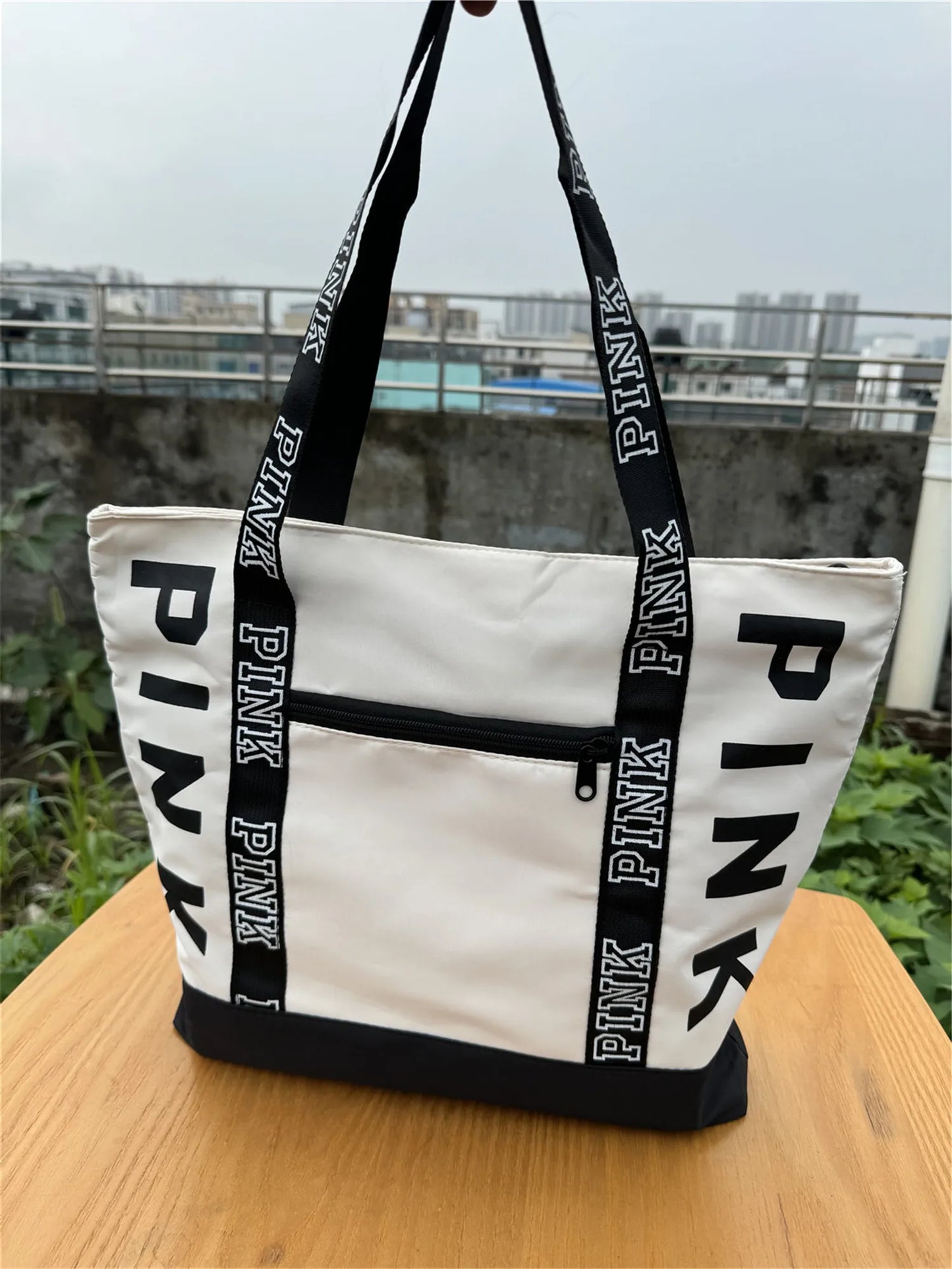 Literary Nylon Tote Bag For Women Large Capacity Shoulder Bag Fashion Letter Strap Handbags Large Capacity Tote Bag