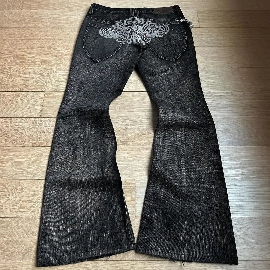 2024 new Harajuku old slim black jeans summer street hip-hop punk men and women casual y2k micro-flared jeans ripped jeans