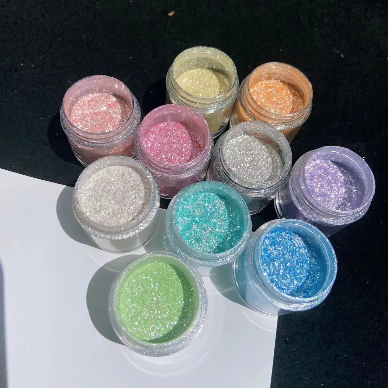 10Colors Sparkly Nail Glitter Powder Rainbow Crystal Diamond Pigment Dust Holographic DIY Manicure Chrome Nails Art Decoration