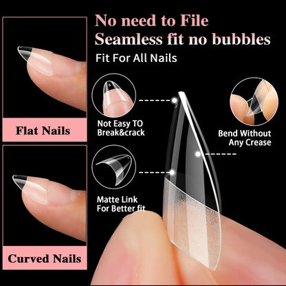 600pcs/Boxed Ultra Short French False Press On Acrylic Nails Tips Almond Square Traceless Manicure Salon Home DIY Fake Nail