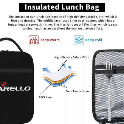 White Script Pinarello Bikes Insulated Lunch Bags Picnic Bags Thermal Cooler Lunch Box Lunch Tote for Woman Work Children School