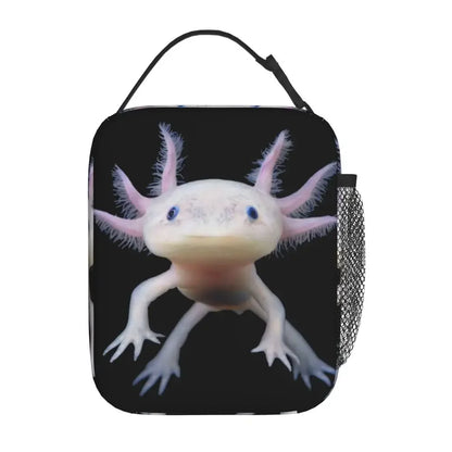 Axolotl In Pocket Insulated Lunch Bags for Women Amphibian Exotic Animal Resuable Thermal Cooler Bento Box Kids School Children