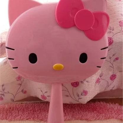 Cartoon Sanrio Hello Kitty Handheld Makeup Mirror Kawaii Kt Cat Handle Make Up Mirrors Girl Birthday Gift