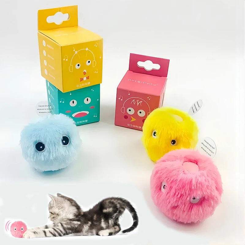 Cat Toys Interactive Ball Smart  Plush Electric Catnip Training Toy Kitten Touch Sounding Pet Product Squeak Toy Ball