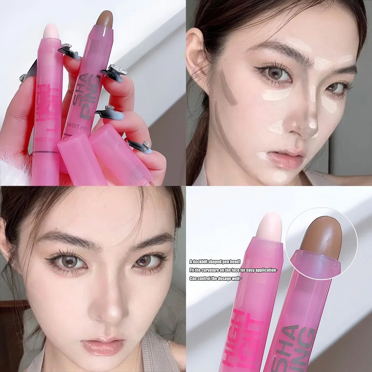 3D Facial Shaping Contour Pen Cream Makeup Highlight Stick High Gloss Brightening Natural Nose Shadow Repair Facial Flatness