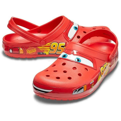 Aoger Disney Lightning Mcqueen Pixar Cartoon Solid Waterproof Slippers Outdoor Beach Shoes Sandals Casual Ankle-Wrap Eva Gift