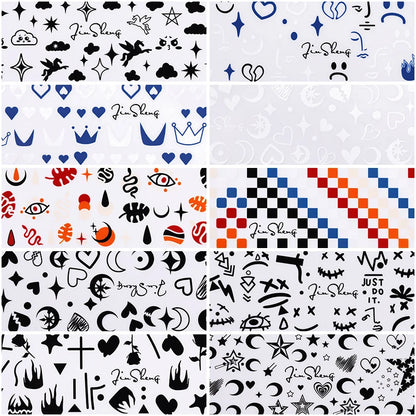 10Pcs Graffiti Picture Woman Face Design Abstract Nail Stickers Set Manicure Nail Art Decoration Transfer Paper Wraps Tips