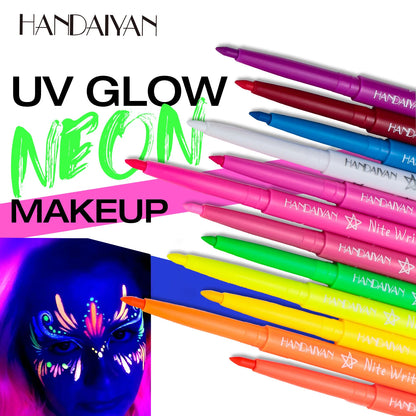 Fluorescent UV Light Neon Eyeliner Pen Waterproof Yellow Purple Orange Color Gel Eye Liner Pencil Eyes Make Up Cosmetics Tool