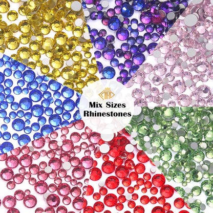 QIAO 1440pcs Mix-size Rhinestones Glitter Crystal Diamond Strass Flatback Stone Gems Nail Art Rhinestones Decorative Accessories