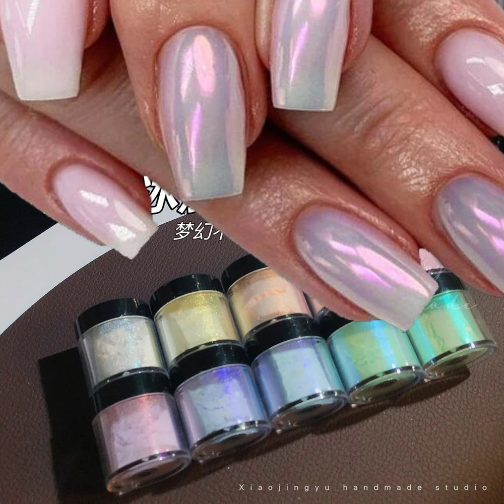 1 box Shimmer Aurora Nail Glitter Powder Neon Ultra Fine Rubbing Dust Nail Chrome Mirror Pigment Holographic Nail Polish Decor