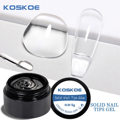 KOSKOE 4Pcs Clear Non Stick Hand Solid Nail Tips Glue Nail Art Extension Tips Glue No-Flowing Modelling Stick Tips Glue