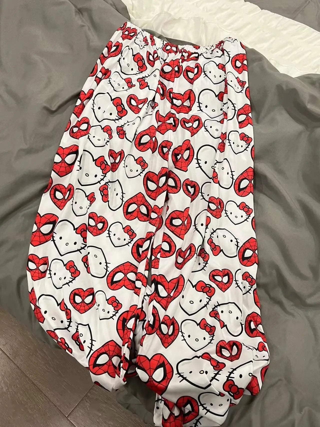 Miniso Spiderman Hello Kitty Cartoon Women's Pajama Long Pants Spring/Summer Edition Home Leisure Couple Pants Sleep Pants