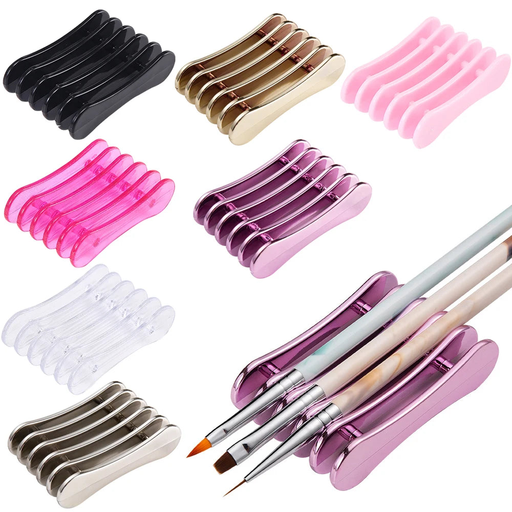 5 Grids Nail Art Painting Brush Holder Manicure Brush Rack Painting Pen Rest Display Stand UV Gel Brush Shelf Nails Accessories