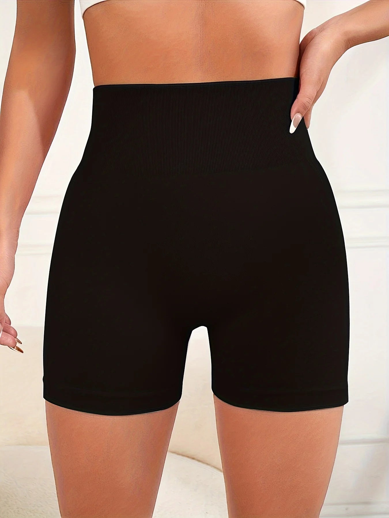 Women's Sports Fitness Yoga Wear Solid Color Abdomen Tight Sports Shorts