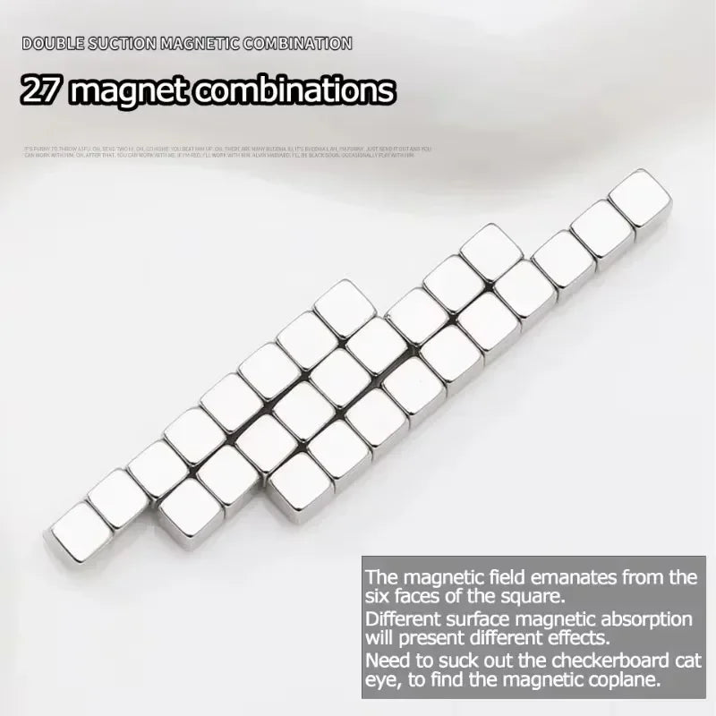 27pcs Cat Eye Magnet Cube for Nails Strong Magnetic Square Stick 9D/5D Cat Eye Gel Polish Line Strip DIY Manicure Design Tool