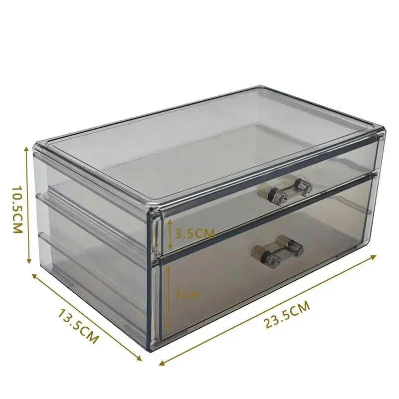 Desktop Makeup Storage Box Multi-layer Drawer Lipstick Organizer Multi-functional Storage Transparent Black Makeup organizer