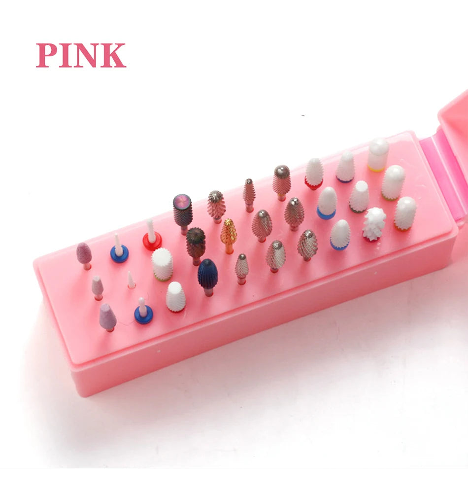 30 Holes Nail Drill Bits Storage Box Nail Grinding Head Holder Stand Display Container Milling Cutter Manicure Organizer Stand