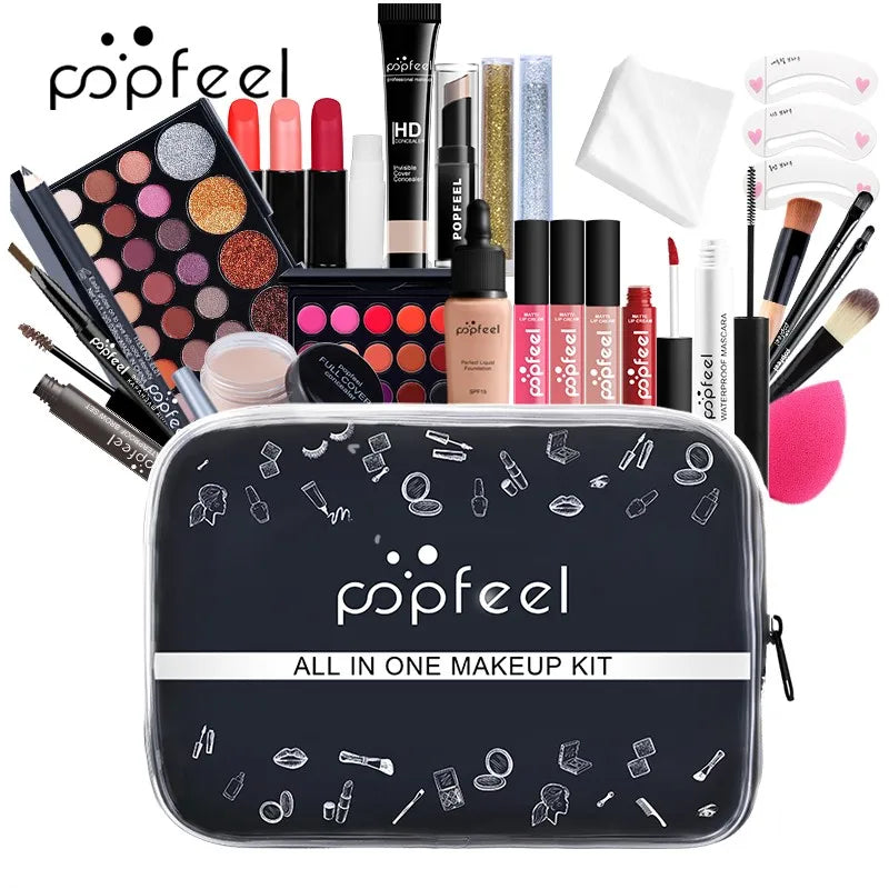 POPFEEL All In One Makeup Kit  for Women Full Kit Set, All in One Makeup Sets Include Eyebrow Eyeliner Eyeshadow