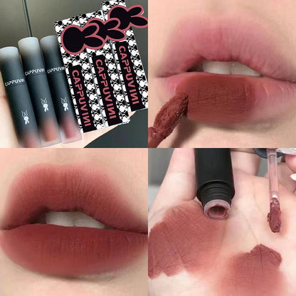 Retro Red Brown Tone Lipstick Mousse Matte Lip Mud Velvet Lip Glaze Non-Stick Cup Lipgloss Makeup Lip Tint Beauty Cosmetic