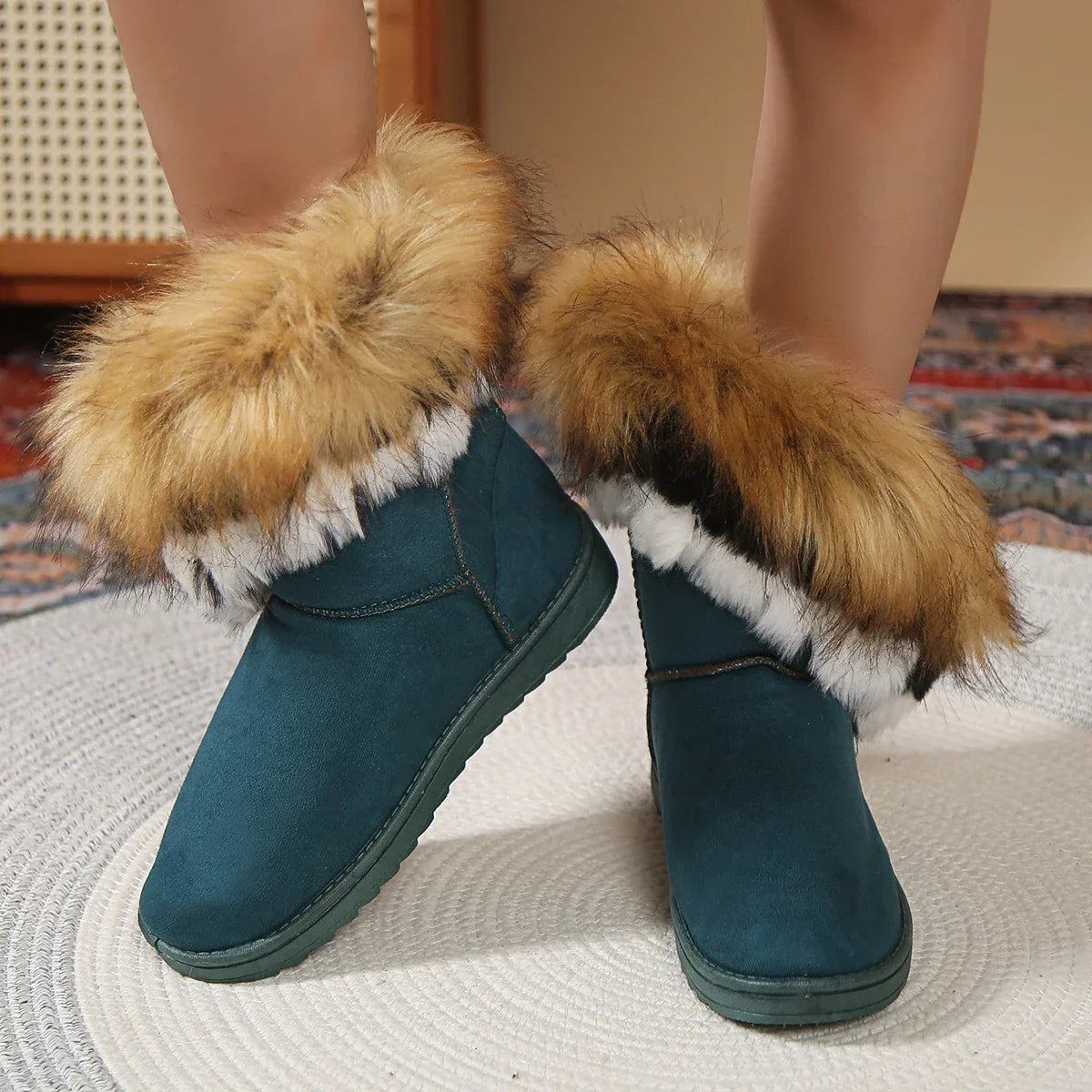 Cotton shoes women's winter boots 2023 new snow boots women plus fleece thickened warm 100 flat short boots women non-slip