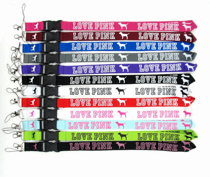 LOVE PINK Cellphone lanyard Straps Clothing Keys Chain ID cards Holder Detachable Buckle  Lanyards H005