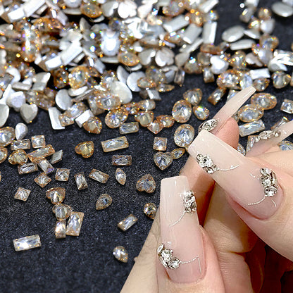 50Pcs/set Mini Irregular Flat Bottom Nail Rhinestones Basic Glitter Crystal Nail Decorations DIY Material Nail Art Charm Accesso