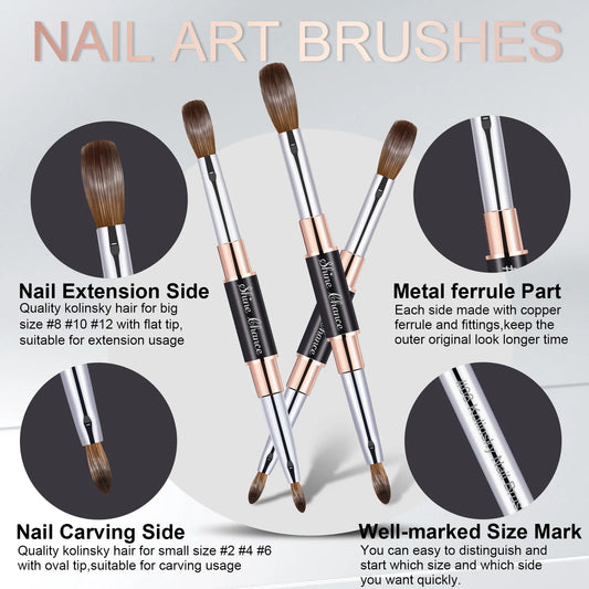 100% Kolinsky Acrylic Nail Art Brush  Handle Nail Art Mink Brush Gel Builder Nail Tools Manicure Brush Drawing Tools