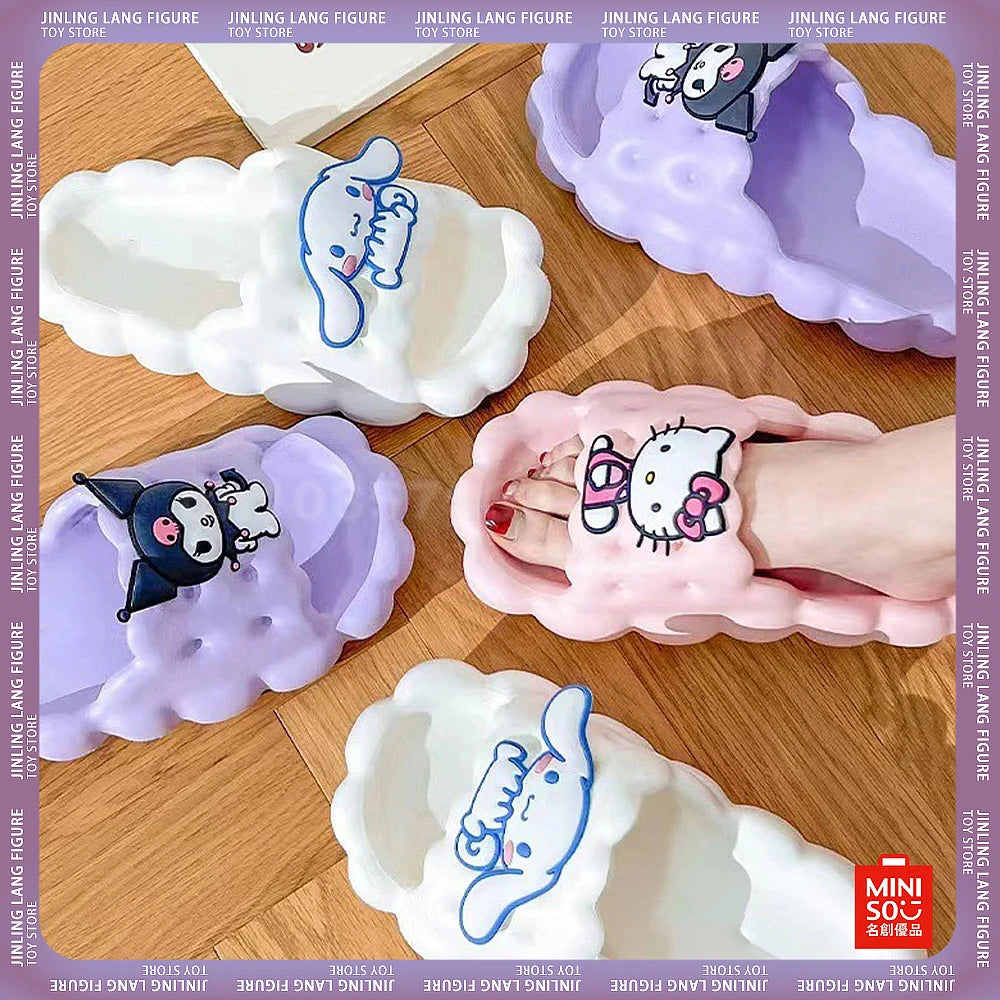 Sanrio Hello Kitty Slippers Kuromi Cartoon Kawaii Cute Anime Student Home Bathroom Bathing Anti-Slip Sandal New Children Gifts