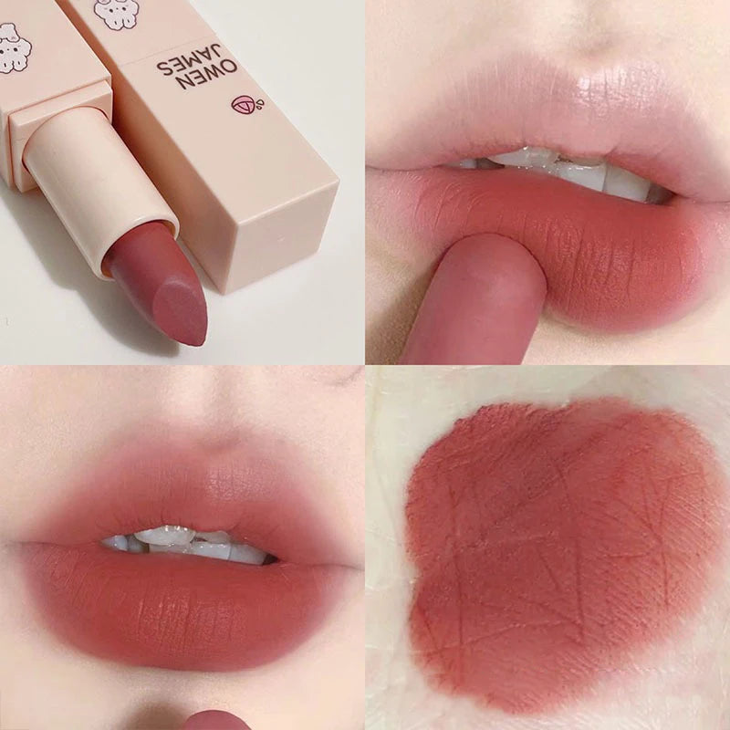 Matte Cute Lipstick Long Lasting Sexy Bright Red Lip Tint Balm Moisturizing Velvet Nude Lipstick Enhances Complexion Cosmetics