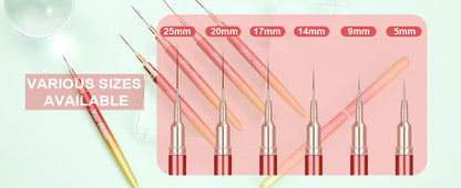 6Pcs Transparent French Stripe Liner Kolinsky Brush 3D Tips Manicure Ultra-thin Line Drawing Pen Brushes Painting Nail Art Tools