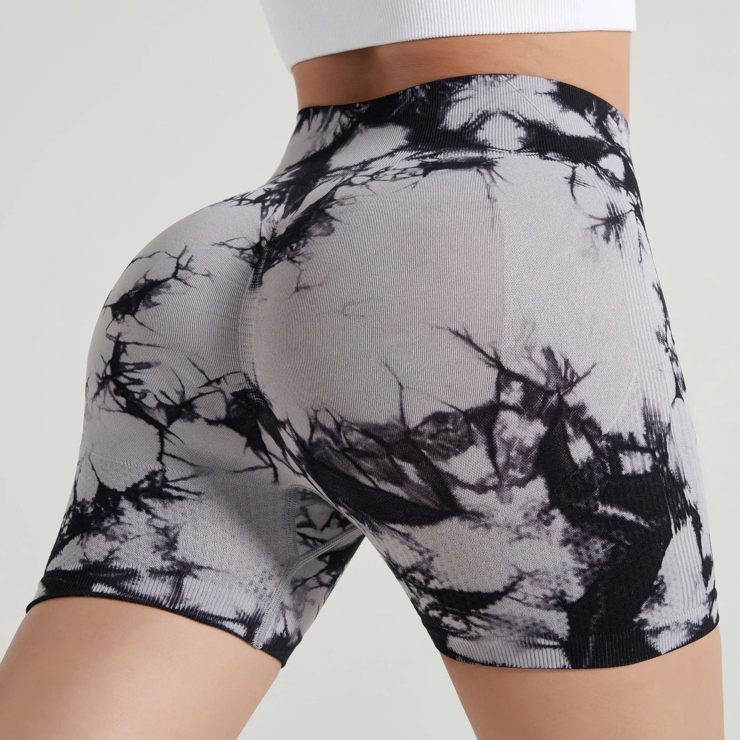 Yoga Shorts for Women Sports Tie Dye Seamless Cycling Running Shorts High Waisted Sports Workout Gym Fitness Shorts S M L XL