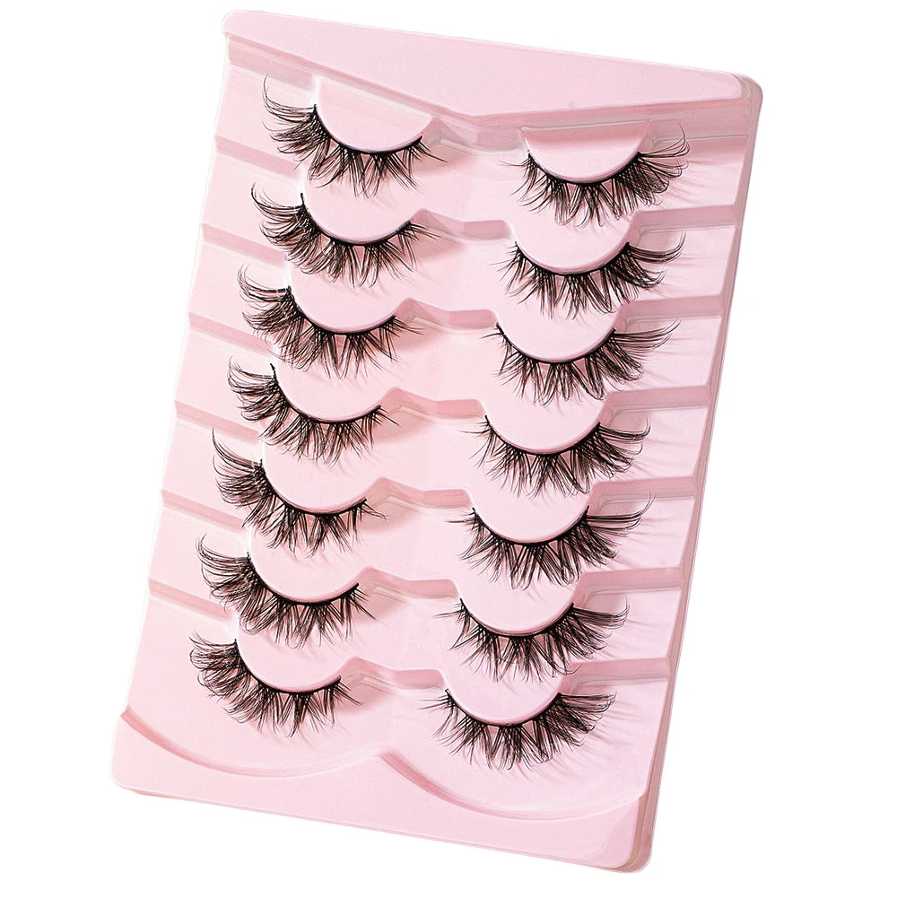 7 pairs Cat eye Eyelashes 3D Natural False Lashes Fluffy Soft Cross Manga Lashes Wispy Natural Eyelash Extension Makeup