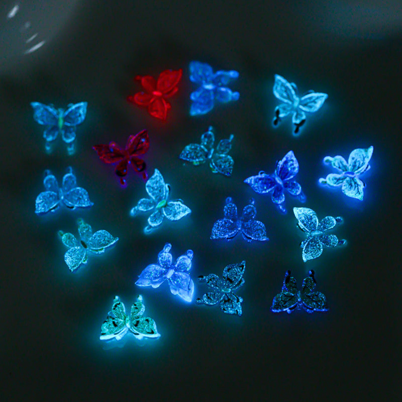 30Pcs Luminous Butterfly Nail Charms Glow In The Dark Parts 5D Nail Art Manicure Accessories Nail Decoration Supplies