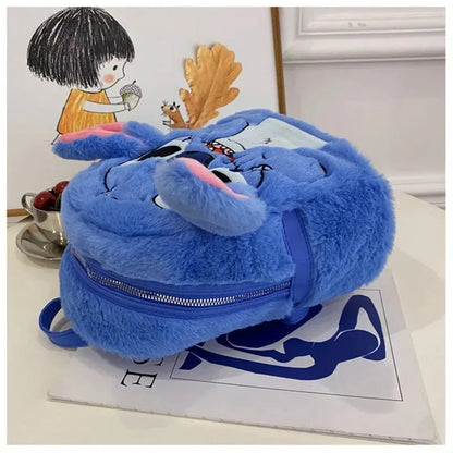 Disney New Stitch Plush Backpack Cartoon Fashion 3D Mini Women's Backpack Large Capacity Cute Children's Schoolbag High Quality