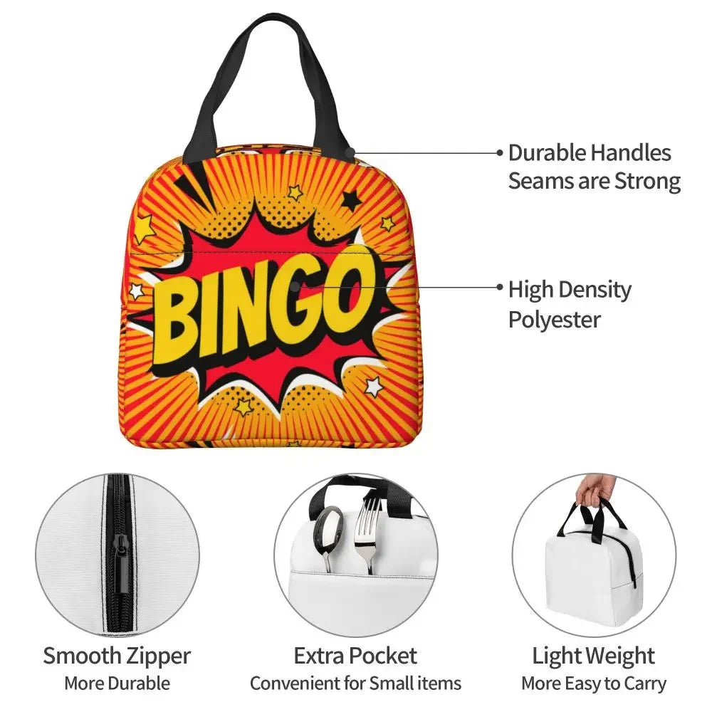 Hot Game Bingo Lunch Bag Leakproof Cooler Thermal Insulated Lunch Box For Women Kids School Beach Camping Travel Food Tote Bags