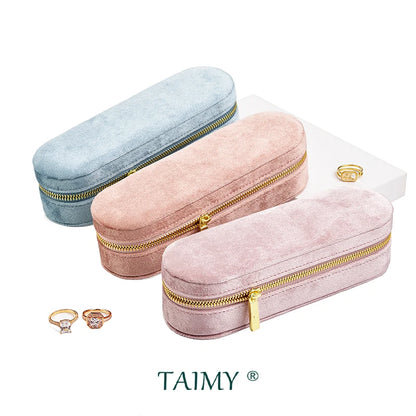 TAIMY Luxury Velvet Jewelry Ring Box Jewelry Tray Velvet Rings Display Packaging Storage Box Custom Logo Jewellery Organizer