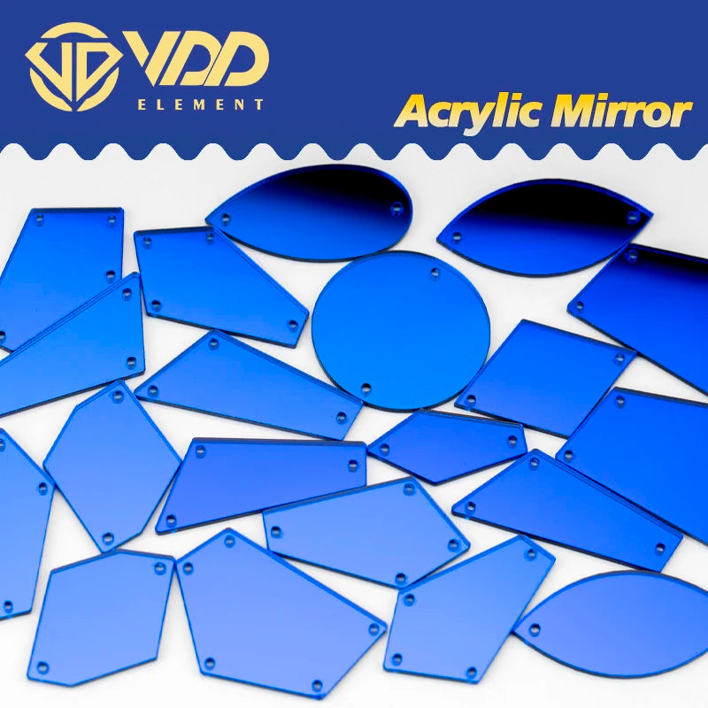 VDD 30/60Pcs Mix Size Acrylic Mirror Sewing Rhinestones Sew On DIY Crafts Flat Back Sewn Stones For Garment Dress Decorations