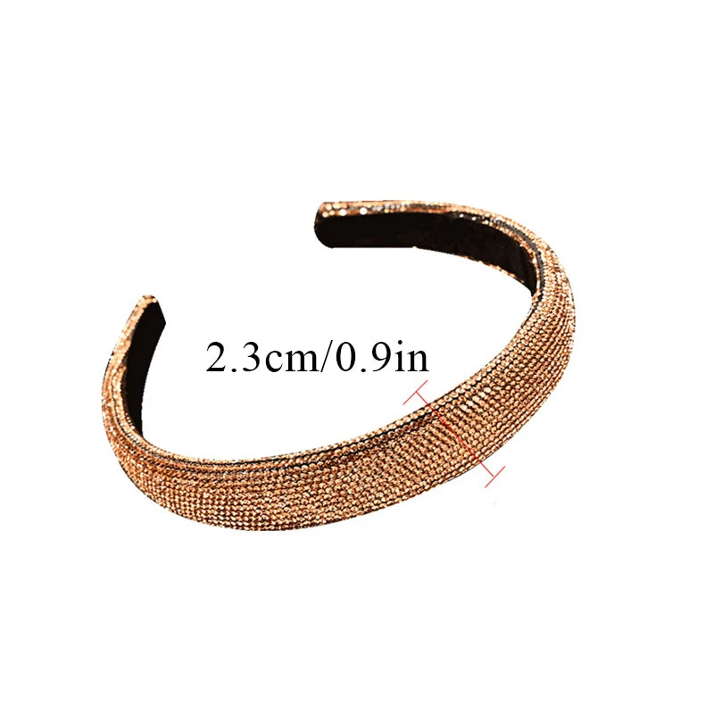 Luxury Baroque Full Rhinestone Sponge Headband Fashion Hair Accessories Women Rhinestone Shiny Hairbands Cute Hair Hoop Headwear