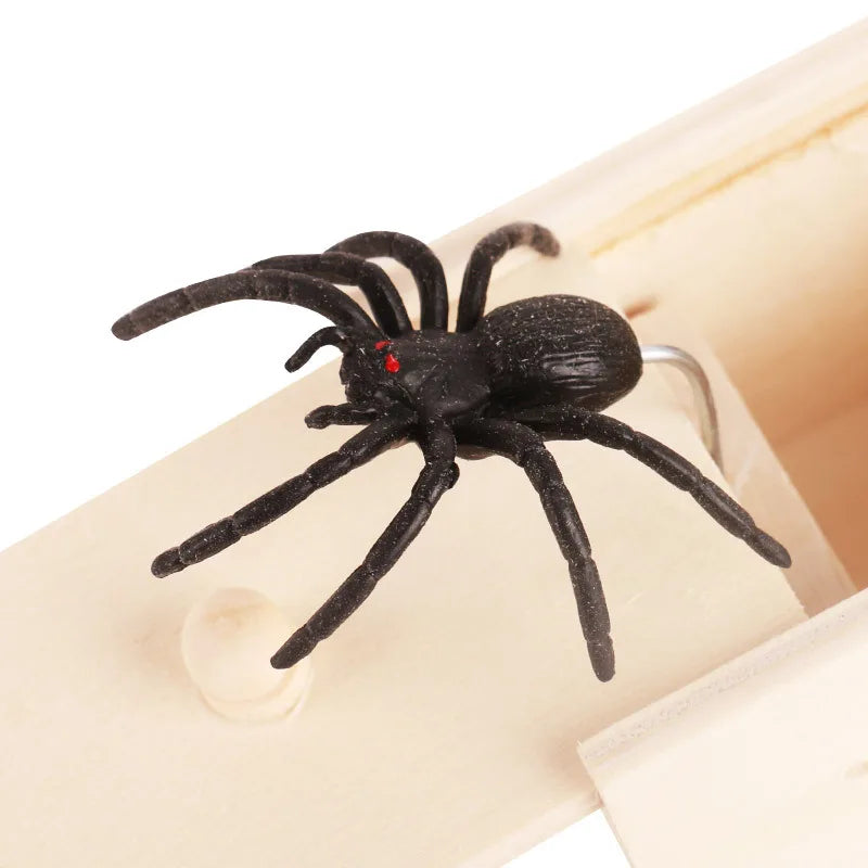 Trick Spider Funny Scare Box Wooden Hidden Box Quality Prank Wooden Scare Box Fun Game Prank Trick Friend Office Toys