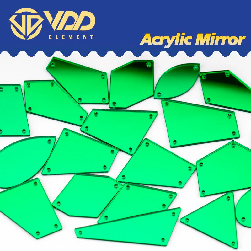 VDD 30/60Pcs Mix Size Acrylic Mirror Sewing Rhinestones Sew On DIY Crafts Flat Back Sewn Stones For Garment Dress Decorations