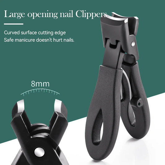 Large Opening Stainless Steel Nail Clippers Cutter Trimmer Anti-Splash Manicure Scissors Thick Hard Toenail Pedicure Tools