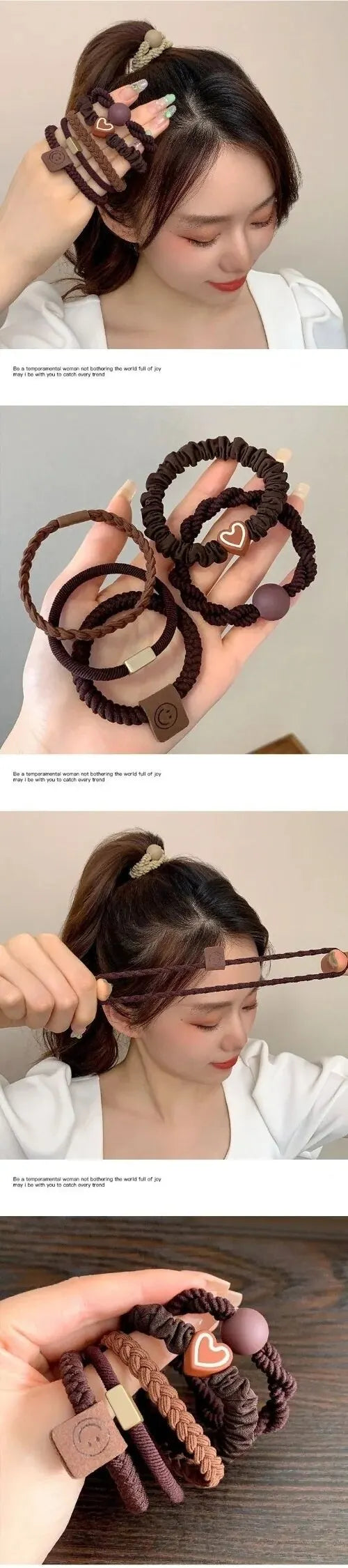 10PCS Headband Leather Band Female High Ponytail Holster Hair Accessories Simple High Elasticity Durable Rubber Band Hair Circle