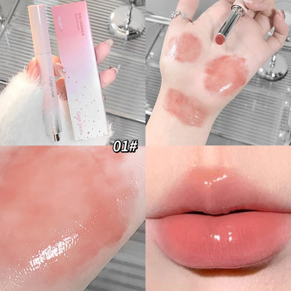 Jelly Solid Lip Gloss Cute Hydrating Mirror Red Brown Lipstick Clear Moisturizing Lips Tint Nature Nude Lip Makeup Cosmetics