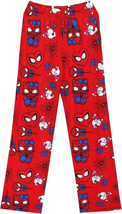 Spider-Man Hello Kitty New Year Cotton Loose Ladies Pajama Pants Pyjama Trousers Women Men Cartoon Sleep Bottoms Christmas Gifts